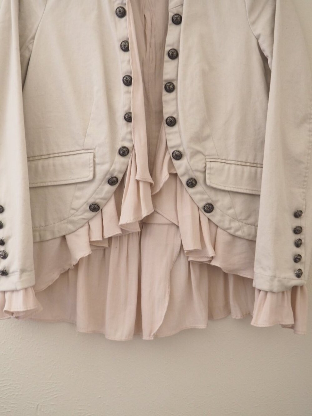 Free People Ruffles Buttons Romance Jacket sz S - Picture 7 of 10